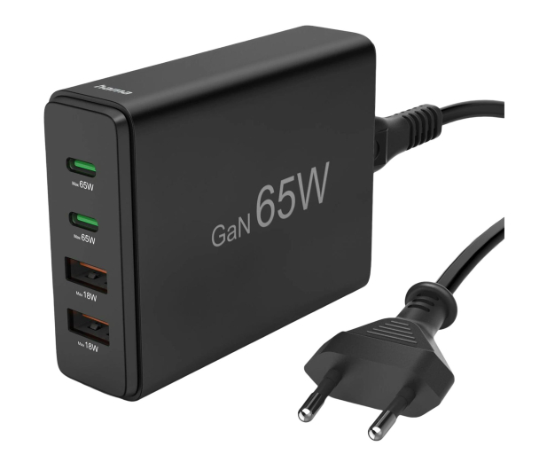 HAMA Stacja ładująca o mocy 65W 2X USB-C 2X USB-A CZARNA - 1331322 - zdjęcie